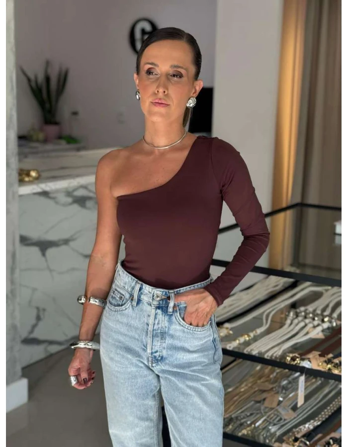 Body Feminino Luma em Poliamida - Marrom