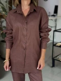 Camisa Feminina Oversized Linho 100% - Cacau Camisa Feminina Oversized Linho 100% - Cacau