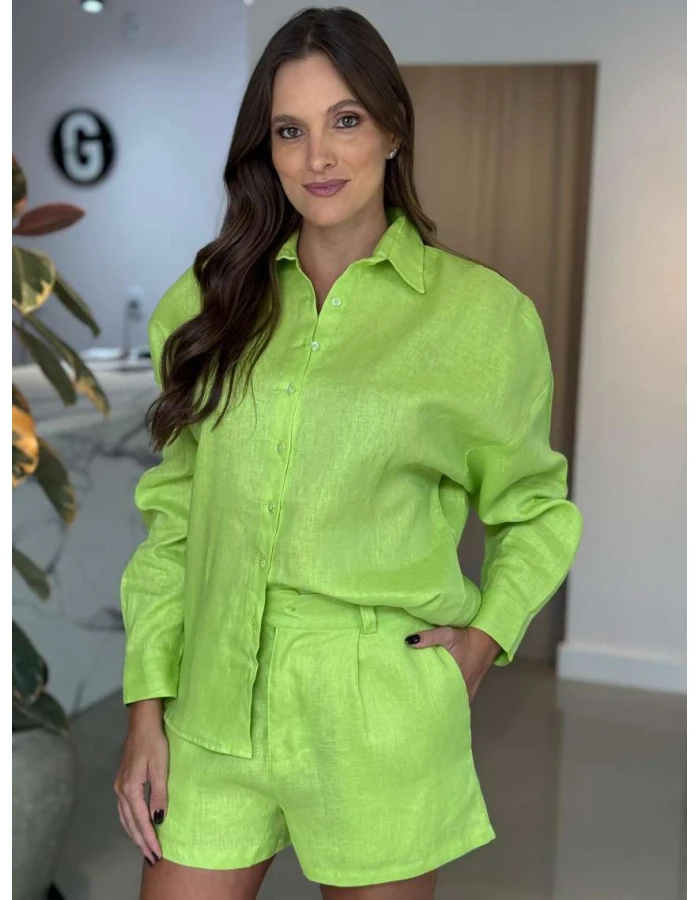 Camisa Feminina Oversized Linho 100% - Lima