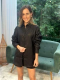 Camisa Feminina Oversized Linho 100% - Preto Camisa Feminina Oversized Linho 100% - Preto
