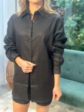 Camisa Feminina Oversized Linho 100% - Preto Camisa Feminina Oversized Linho 100% - Preto
