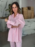 Camisa Feminina Oversized Linho 100% - Rosa barbie Camisa Feminina Oversized Linho 100% - Rosa barbie