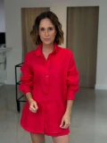 Camisa Feminina Oversized Linho 100% - Vermelho Camisa Feminina Oversized Linho 100% - Vermelho