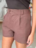 Shorts Feminino Livia Alfaiataria 100% Linho - Cacau Shorts Feminino Livia Alfaiataria 100% Linho - Cacau